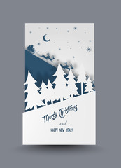 Creative paper christmas post card with 3 layers