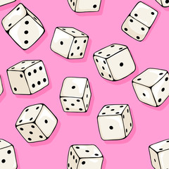 Vector Seamless Pattern Background of Cartoon Dices