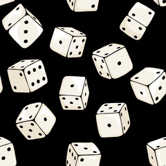 Vector Seamless Pattern Background of Cartoon Dices