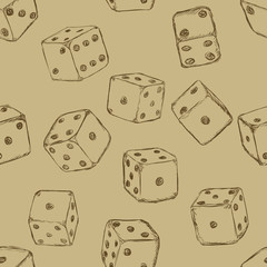 Vector Seamless Pattern Background of Sketch Dices