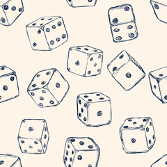 Vector Seamless Pattern Background of Sketch Dices