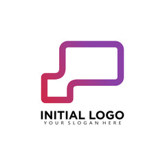 Fototapeta premium P Initial Logo modern simple elegant