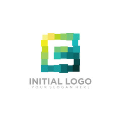  Initial C paper clips square Logo modern simple elegant