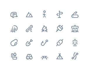 Camping icons. Line series