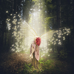 Magical butterfly creature in the forest