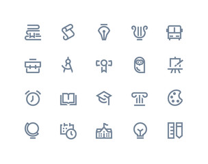 School and education icons. Line series