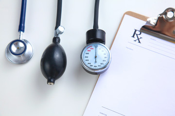 Blood pressure meter medical equipment isolated on white