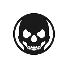 Black Monochrome Skull Bold Circular Badge