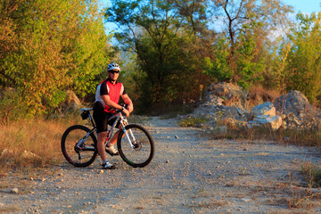 Naklejka premium Mountain Bike cyclist riding outdoor