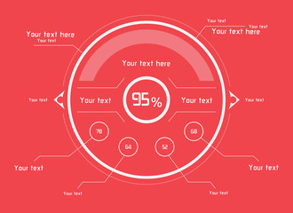 White sci-fi elements on red background