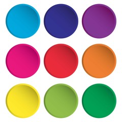 Blank colorful rounded web buttons. Vector Illustration.