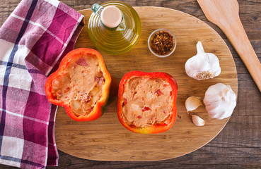 Raw stuffed peppers.
