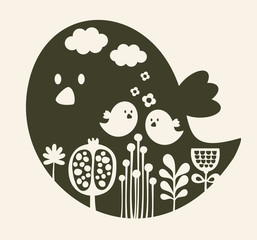 Print of cute cartoon bird.