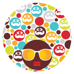 Black head woman with strange pattern hair.