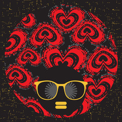 Black head woman with strange pattern hair.