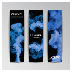 Template of banner with abstract smoky shapes