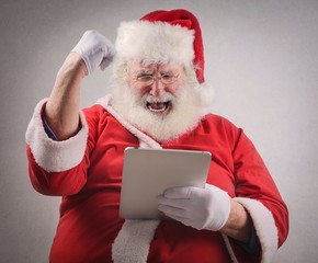 Santa Claus exulting for some reason