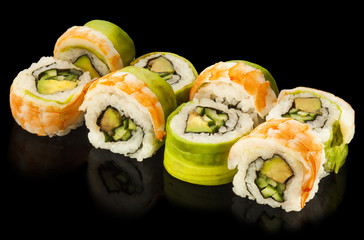 Delicious Sushi roll with shrimp and avocado