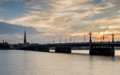 View on old city of Riga at dawn