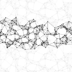 White abstract cybernetic particles on black background