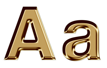 Golden letter A,a on white background