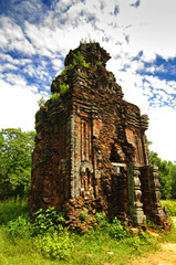 Remains of Hindu tower-temples at My Son Sanctuary, a UNESCO World Heritage site in Vietnam.