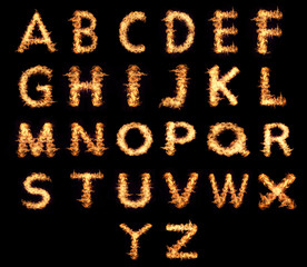 English letters Flames