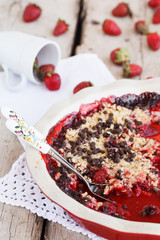 Strawberry crumble homemade.selective focus.