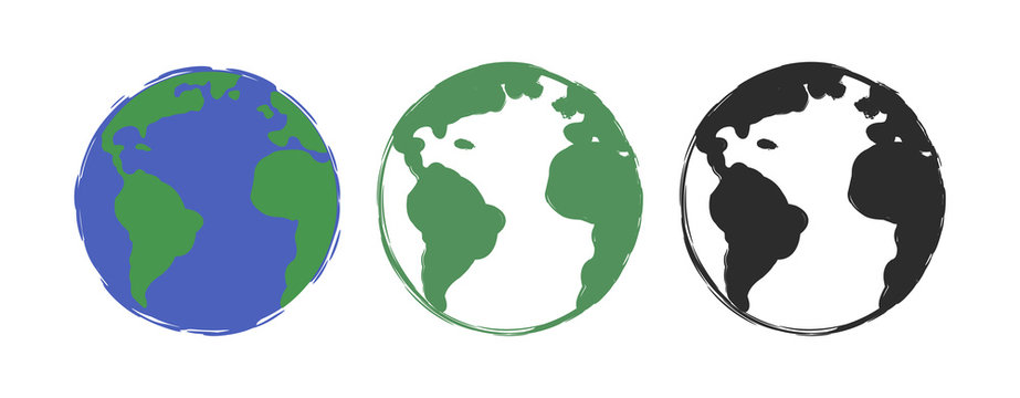 Earth grunge drawing paint icons