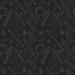Stationery tools pattern. Black