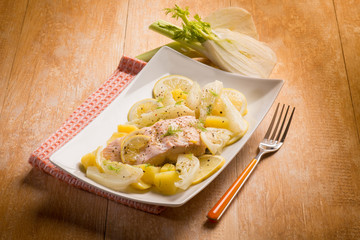 salmon with fennel and potatoes