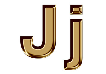 Golden letter J,j on white background
