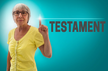 testament touchscreen is shown by Senior Woman concept