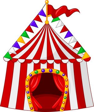 Cartoon circus tent isolated on white background