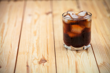 soft drink on a wooden background