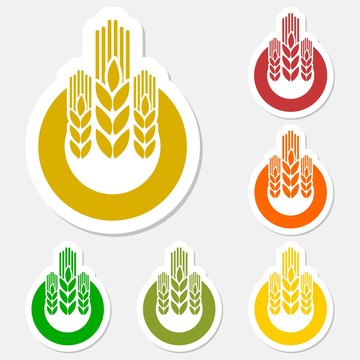 Wheat sticker logo set