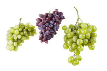 Ripe grapes on a white background