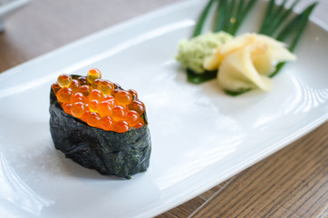 Salmon roe seaweed sushi