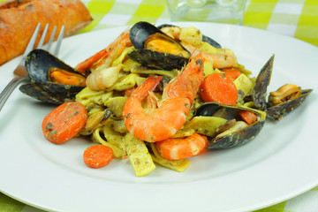 tagliatelles aux fruits de mer 25092015