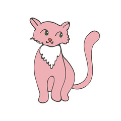 Hand drawn illustration of cute domestic cat
