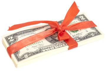 American Dollars Money Gift isolated on white