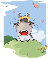 Wandaufkleber I small lost cow. Cartoon © liusa