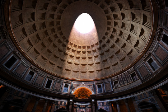 Fototapeta The Pantheon, Rome, Italy. Light shining through an oculus in the ceiling