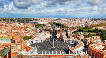 St. Peter's Square, Piazza San Pietro in Vatican City. Rome, Italy in the background