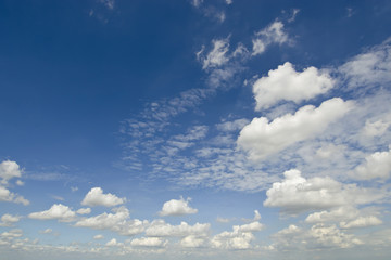 Clear blue sky with white cloud on a summer shiny day