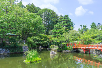 Fototapeta na wymiar Japanese garden in Kakegawa Castle park