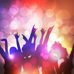 Silhouettes of Dancing People at Festival Party - Vector Illustration
