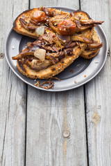 Fried mushrooms on toast.