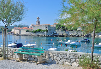 Fototapeta premium Blick auf Krk-Ort auf der Insel Krk,Adria,Kvarner Bucht,Kroatien