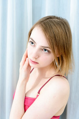 Obraz premium young attractive caucasian woman in lingerie